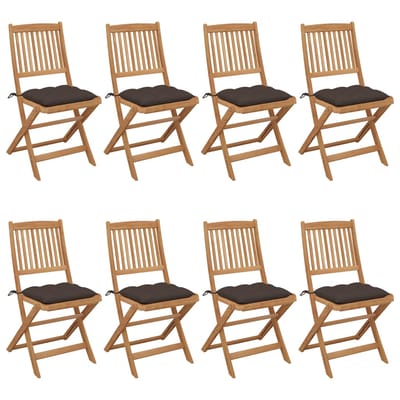 vidaXL - Inklapbare - stoelen - 8 - st - met - kussens - massief - acaciahout