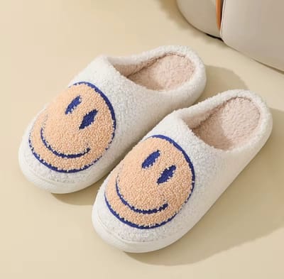 Smiley Pantoffels van Baby-Slofje - Smiley Sloffen - Pantoffels - Sloffen - instappers - Kinderen - Wit/Oranje - Maat 30/31