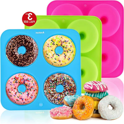 Donut bakvormen - 6-holte mallen - Zelf bakken - Flexibel siliconen - 3 stuks 4 inch - Meerdere kleuren