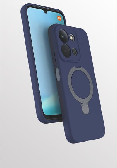 Hoesje Geschikt voor Xiaomi Redmi 15C hoesje zacht siliconen Navy - Liquid Backcover ring hoesje Geschikt voor Magsafe