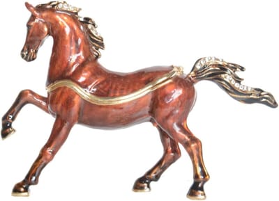 Sieraden Doosje - Bewaar Blikje - Decoratief Gebruik - Gedetailleerd Paard Design - L11.5 x B3 x H8.2cm - Zilverkleurig