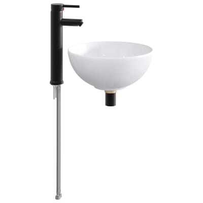 vidaXL - Badkamer - wastafel - met - kraan - en - afvoer - Matte - Zwart