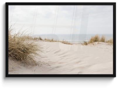 Poster in lijst - Fotolijst 90x60 cm - Posters - Wolken - Duinlandschap - Zand - Posterlijst zwart - Decoratie - Wanddecoratie woonkamer - Muurdecoratie slaapkamer