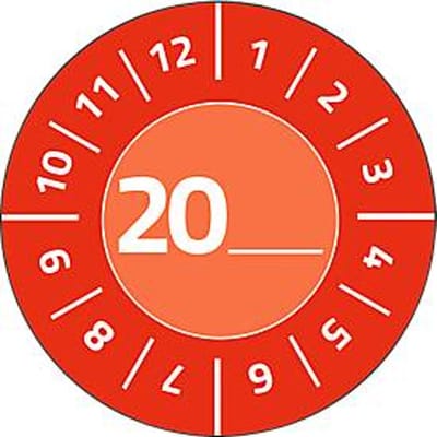Avery Zweckform testbadges met jaartal 20xx, Ø 30 mm, PVC-folie op papier, rood
