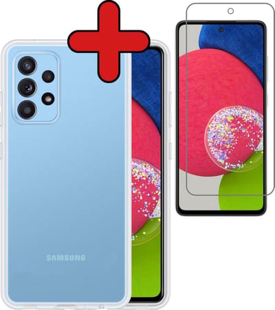 Hoesje - Met Screenprotector - Geschikt voor Samsung Galaxy A52s 5G - Sterk & Shockproof - Telefoon Hoes - Back Cover - Siliconen Case - Telefoonhoes - Transparant