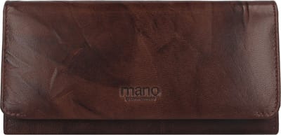 mano Leren Portemonnee Donna Aurona Long Wallet Darkbrown Donkerbruin