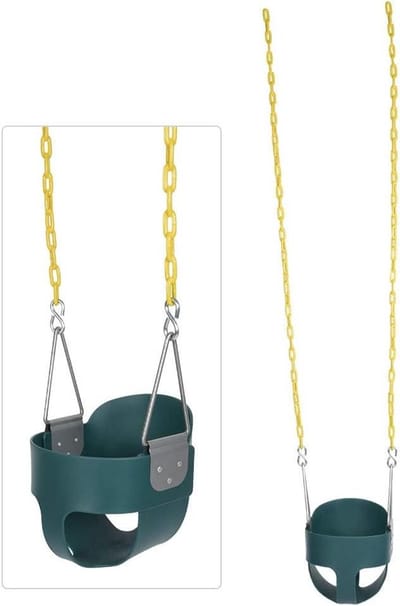 Peuter Schommelzitje - Kinder Schommelstoel - Buiten Spelen - Hoge Rug Volledige Emmer - 1.5 Meter Kettingen - Groen
