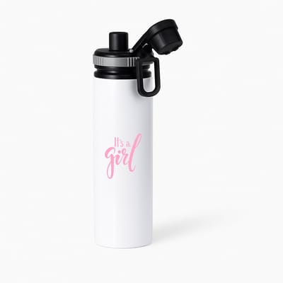 Hacebo® - It's a girl waterfles met draaidop grijs - baby's - Meisje geboorte cadeau - Geboorte meisje cadeau - it's a girl kraam cadeau - Cadeau pakket - babyshower - baby - cadeau - kado - geschenk - gift - water fles - 850ML
