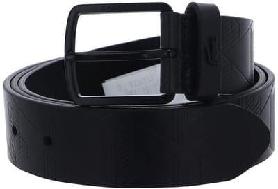 LACOSTE Leren Riem Monogramme Embossed Belt W120 Noir Zwart