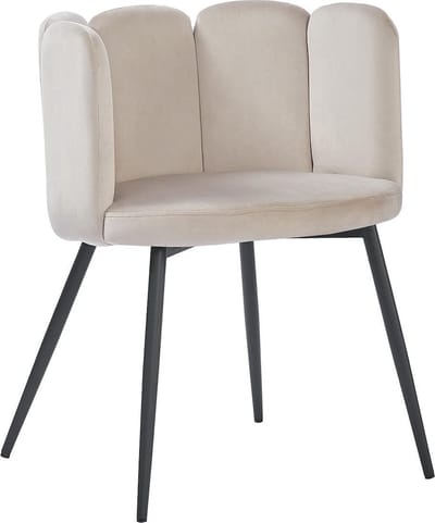 BukkitBow – Eetkamerstoel / Bureaustoel met Bloembladontwerp – Geschikt als Make-up Stoel - Fluweel & Metalen Onderstel - Velvet / Fluweel – Licht Grijs
