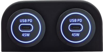 ProRide 12-24V USB C Autolader 1 Poort Opbouw - 45W - Tweevoudig Paneel - Blauw - 2 Stuks - USB-C Stopcontact