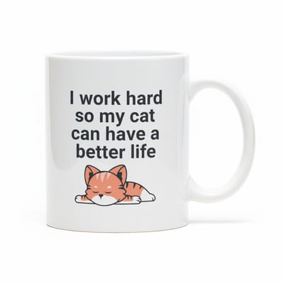 330ml Witte Keramische Mok – I Work Hard So My Cat Can Have a Better Life | Grappig Cadeau voor Kattenliefhebbers & Huisdiereigenaren
