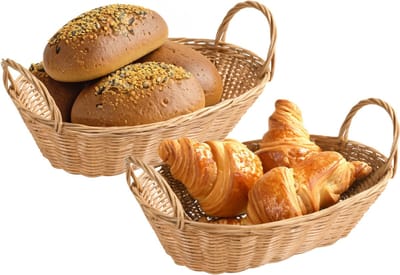 Kesper Brood/fruit mandje - 2x - naturel - ovaal - L29 x B18 x H13 cm - broodmandjes