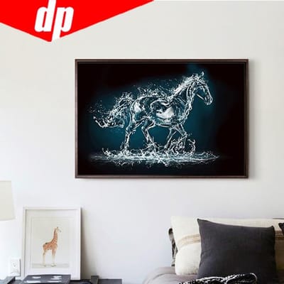 DIY Vogels  Waterpaard  Schilderij Ronde Strass Diamant Borduren Handwerk Kruissteek 20X30 black