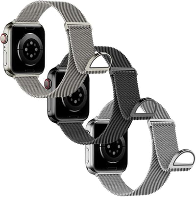 3 Pack SBG Universeel 38/40/41/42MM Horloge Bandje / Smartwatch Bandje | Milanees Roestvrij Stalen Horlogebandje Magnetisch - Zwart - Sterrenlicht - Zilver