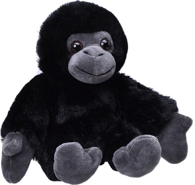 Wild Republic pluche knuffel Gorilla Aap - 18 cm - Apen knuffels - zwart - King Kong - Berg Gorillas