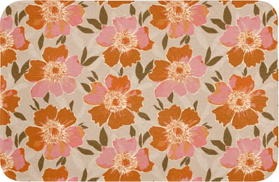 WC mat 60x40 cm - Antislip - Bloemen - Motief - Retro - Toiletmat - Vloermat - Douchemat - Toilet tapijt - Toiletmatten
