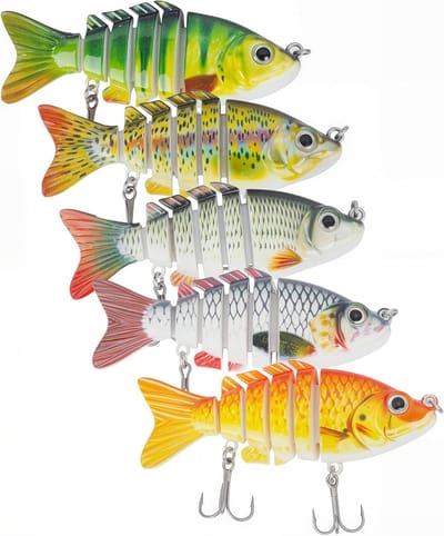 5 Stuks Levensechte Kunstaas Wobblers voor Snoek, Snoekbaars en Forel, Effectief Vislokmiddel voor Zoet en Zoutwater Roofvis Attractie