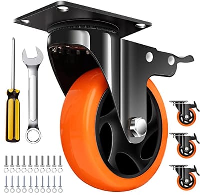 4 Inch Caster Wielen voor Meubels en Werkbanken - Set van 4 Heavy Duty Stille Industriële Casters met Vergrendelingsfunctie
