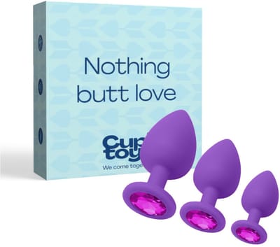 Cupitoys® Siliconen buttplug set van 3 - Diamant paars - Sex toys voor vrouwen - Sex toys voor mannen - Buttplugs