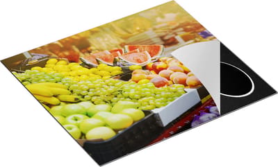 Chefcare Inductie Beschermer Vers Fruit op de Markt - 60x50 cm - Afdekplaat Inductie - Kookplaat Beschermer - Inductie Mat