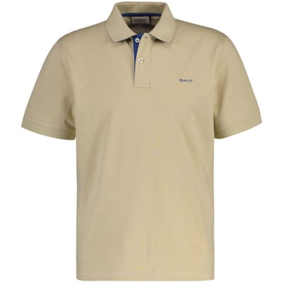 Gant Polo Contrast Piqué Short Sleeve Subtle Stretch Oat Beige / male