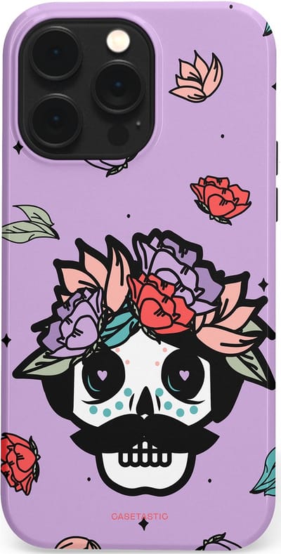 Casetastic Hoesje Geschikt voor Apple iPhone 14 Pro Max Magsafe - Stijlvolle Beschermende Duo-layer Case - Schedel Snor
