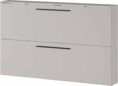 Schoenenkast Nicole Lichtgrijs - 12 paar schoenen - Breedte 140 cm - Hoogte 85 cm - Diepte 19 cm - Met kleppen