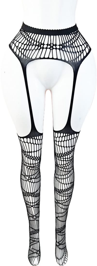 BamBella ® - Panty -Onesize - open kruis hoge kousen broek Dames - Onesize - sexy Erotische lingerie van kant zwart