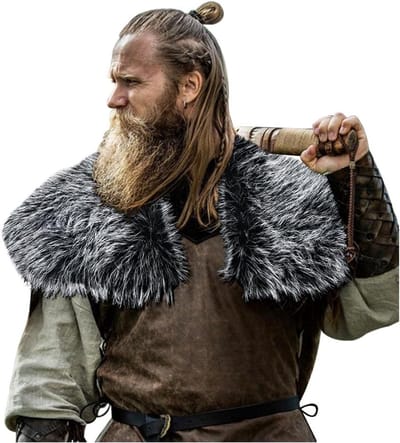Allecto Plus - Vikingkraag Imitatiebont Sjaal Heren Wrap Accessoire - Winter Kostuum Optie