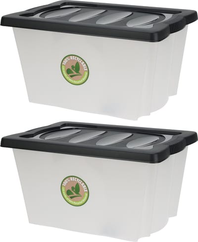 Storage Solutions Opberg box/doos - 2x - kunststof - 20 liter - 43 x 33 x 24 cm