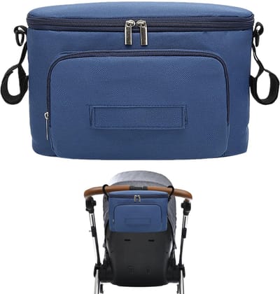 Dailygoods- Kinderwagen Organizer - Waterdicht 600D Oxford - Met Geïsoleerde Bekerhouder - Ritsvak - Grote Opbergruimte - 18,5 x 16 x 32 cm - Kinderwagentas