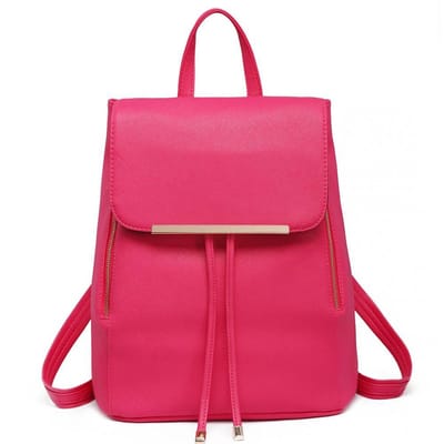 Miss LuLu Rugzak - Dames Rugtas - Kwalitatieve Kunstleren Rug Tas - Fuschia (E1669 PM)