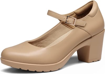Dames Mary Jane Pumps met Chunky Hoge Hak en Enkelbandje