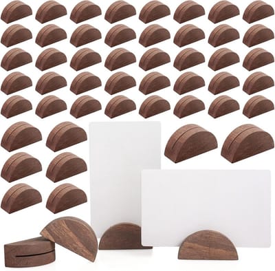 50 stuks houten tafelstandaards halfrond – tafelnummerhouder bruiloft en evenementen