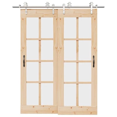 vidaXL - Schuifdeur - onderdelenset - 183 - cm - roestvrij - staal - zilverkleurig