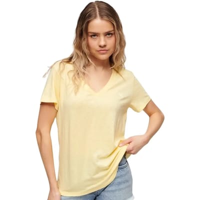 Superdry - Ruimvallend geborduurd T-shirt met V-hals - Dames - T-shirts