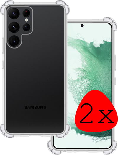 Hoesje 2 Stuks - Geschikt voor Samsung Galaxy S22 Ultra - Sterk & Shockproof - Siliconen Case - Back Cover - Telefoon Hoes Shock Proof - Transparant