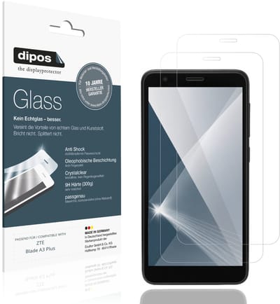 dipos – 2x Pantserfolie geschikt voor ZTE Blade A3 Plus | 9H Screenprotector