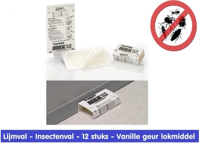 LIJMVAL MET VANILLE LOKMIDDEL - 12 STUKS - INSECTENVANGER - BEDWANTSEN- INSECTENVERJAGER- INSECTENVAL - ZILVERVISJESVAL