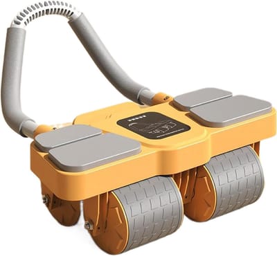 AB-roller met houder - Buikspierroller Wiel - Krachttraining Thuis - Stabiliserend Vierwielontwerp - ca. 38 cm - Oranje