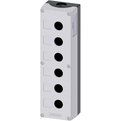 Siemens 3SU1806-0AA00-0AB1 3SU18060AA000AB1 Lege behuizing 6 inbouwplaatsen (l x b x h) 280 x 85 x 64 mm Zonder opdruk Grijs 1 stuk(s) Piece