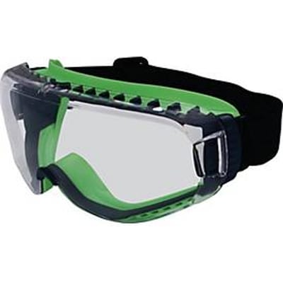 PRO FIT full-vision bril T-Spex 8114, EN 166/170, zwart/groen montuur, heldere polycarbonaat lens, anti-fog