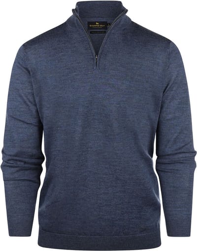 Steppin' Out Half Zip Trui Merinowol Indigo Blauw - Maat S - Heren - Pullovers
