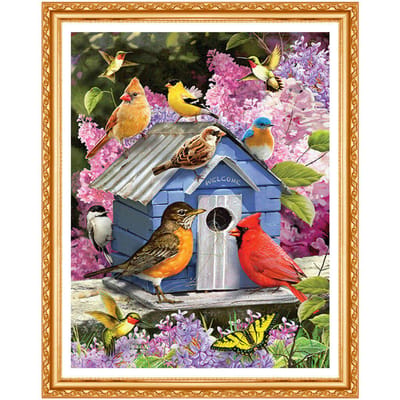 Peinture Diamant 5D à Forage Rond Complet DIY Broderie Diamant Oiseaux&papillon Point de Croix Strass 20X30CM black
