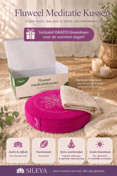 Sileya Meditatiekussen Roze Fluweel - Yogakussen- Meditatie Kussen- Rond