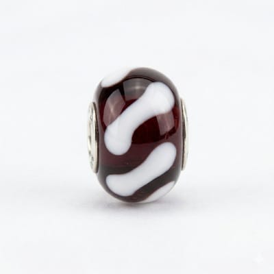 Quiges - Glazen - Kraal - Bedels - Zwart met bruine streepjes - Bead Past op alle bekende merken - armband