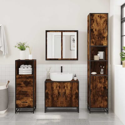 vidaXL - Badkamerkast - 35x37,5x100 - cm - bewerkt - hout - gerookt - eikenkleurig