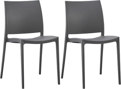 Set van 2 Stapelbare Tuinstoelen - Onderhoudsvriendelijk, Weerbestendig en Ergonomisch - Donkergrijs