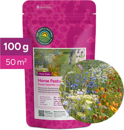 Bloemenmix paardenweide - 100 gram (50 m²) - Bloemenmengsel voor naast de weide - Veilig voor paarden - Lokt nuttige insecten - Kleurrijke wilde bloemen